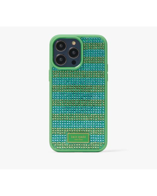 Kate Spade Green Seaside Stripe Hülle Für Iphone 14 Pro max Mit Pailletten