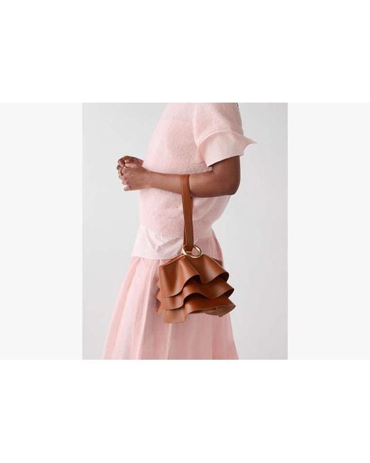 Kate Spade Brown Halo Pleated Wave Mini Bucket Bag