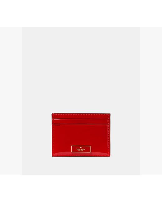 Kate Spade Red Bridget Patent Small Slim Card Holder