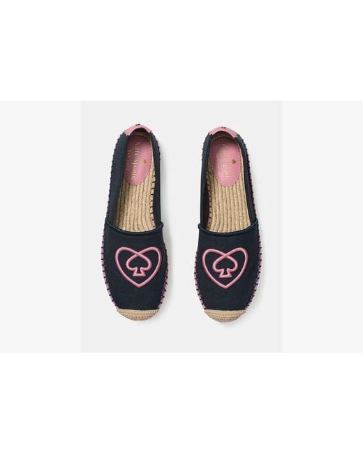 Kate Spade Blue Gwen Heart Spade Espadrille Flat