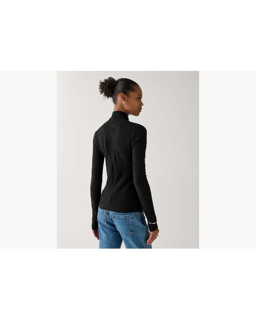 Kate Spade Black Lace Knit Turtleneck Top