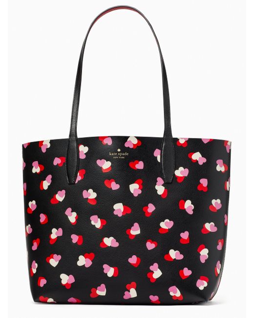 Kate Spade Valentines Day Flutter Hearts Large Reversible Tote in Black ...
