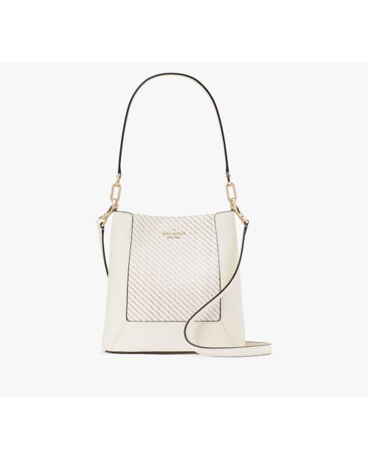Kate Spade White Lena Beuteltasche Aus Stroh