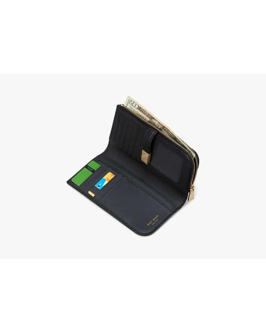 Kate Spade Black Deco Zip Slim Wallet