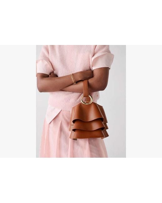 Kate Spade Brown Halo Pleated Wave Mini Bucket Bag