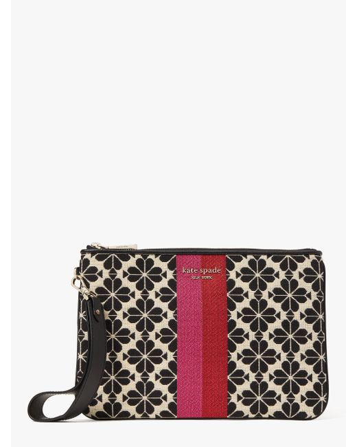 Kate Spade Synthetic Spade Flower Jacquard Stripe Pouch Wristlet in