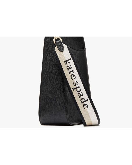 Kate Spade Black Hudson Messenger-Umhängetasche aus genarbtem Leder