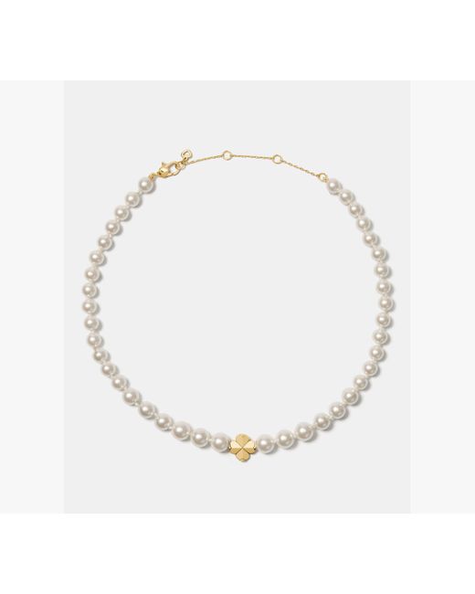 Kate Spade White Spade Flower Pearl Short Necklace