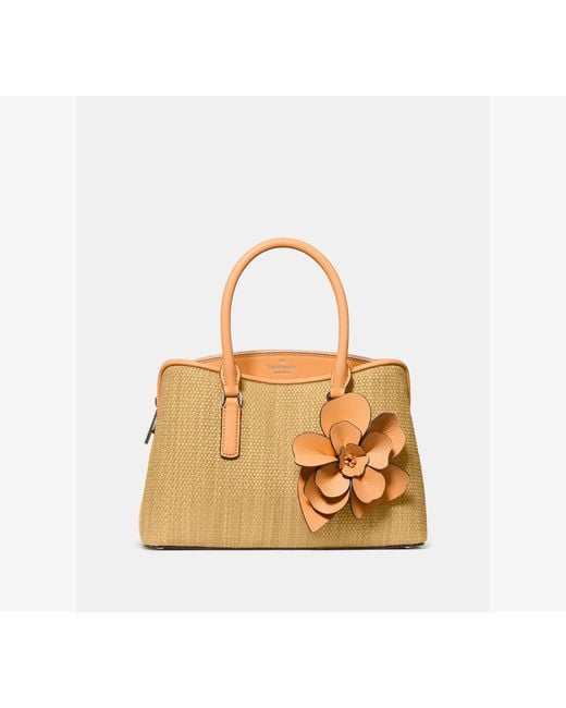 Kate Spade Metallic Kate Spade Thompson Street Straw Small Satchel Bag With Charm