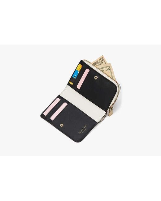Kate Spade Orange Ava Colorblocked Pebbled Leather Zip Bifold Wallet