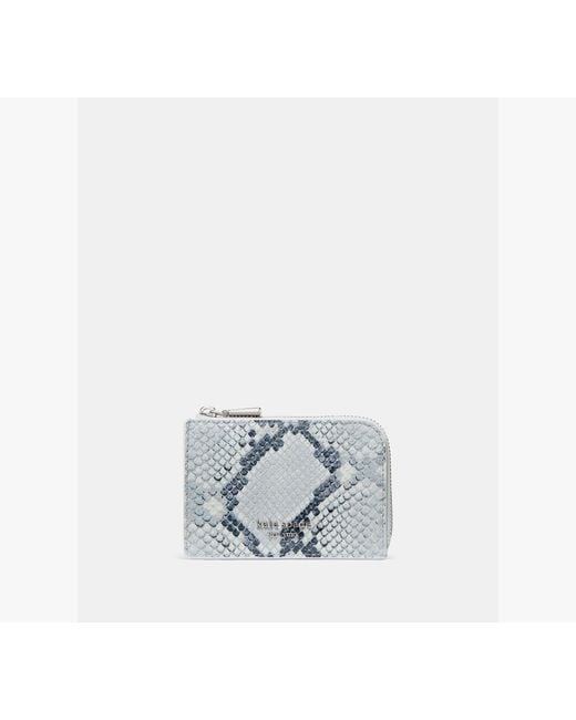 Kate Spade White Snake Embossed Mini Zip Card Case