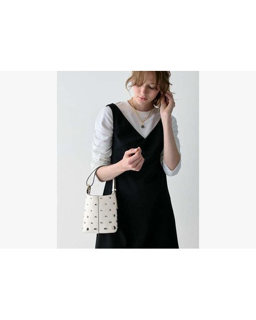 Kate Spade White Halo Studded Mini Bucket Bag