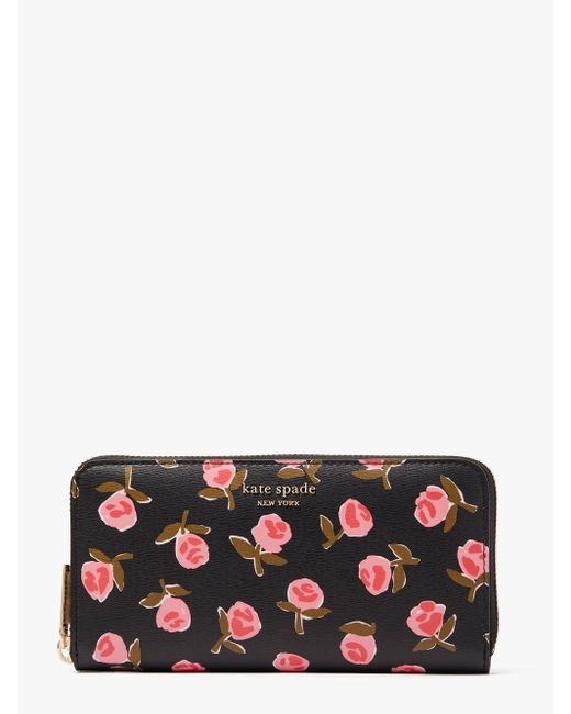 Kate Spade Spencer Ditsy Rose Zip-around Continental Wallet | Lyst