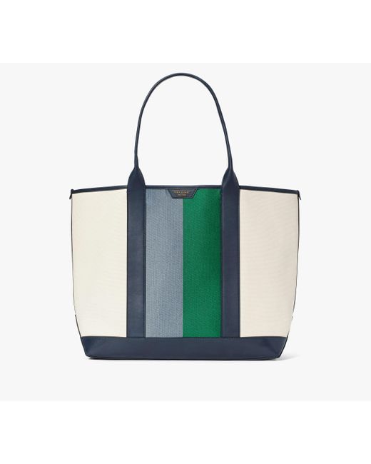 Kate Spade Green Racing Stripe Tote Bag aus Canvas