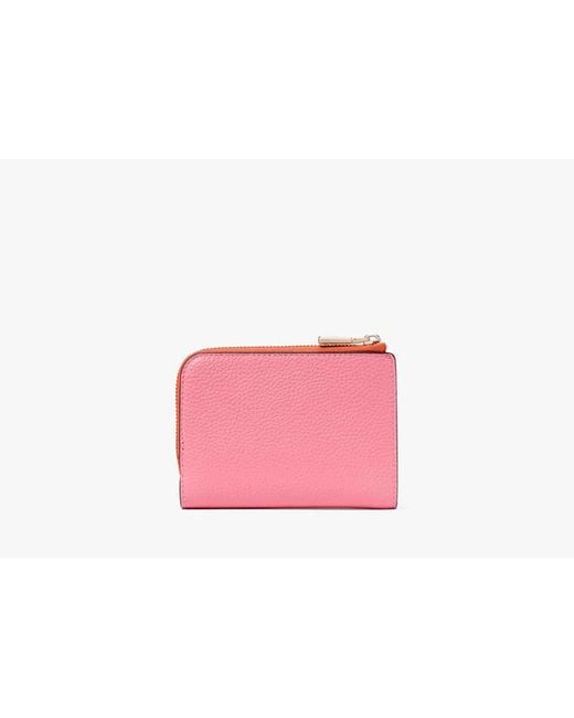 Kate Spade Orange Ava Colorblocked Pebbled Leather Zip Bifold Wallet