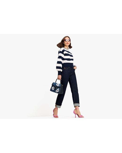 Kate Spade Blue Awning Stripe Pearl Pullover