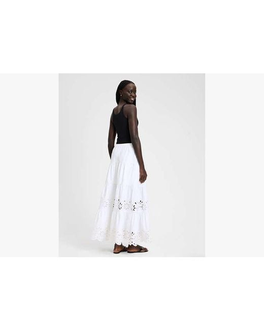 Kate Spade Black Daisy Eyelet Tiered Maxi Skirt