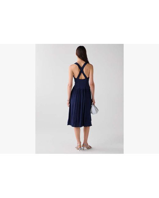 Kate Spade Blue Drapey Cross-Back Midi Dress