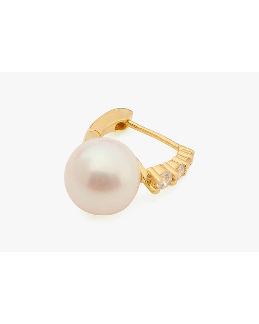 Kate Spade White Kate Spade Fine Meant To Be Pearl & Diamond Huggies