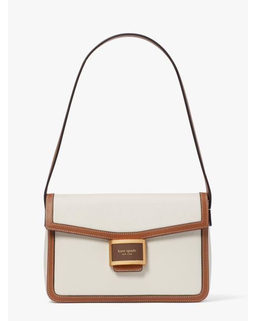 Kate Spade Leather Katy Colorblock Schultertasche, Mittelgroß in White