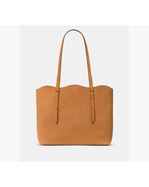 Kate Spade Brown Do It All Wavy Suede Tote Bag
