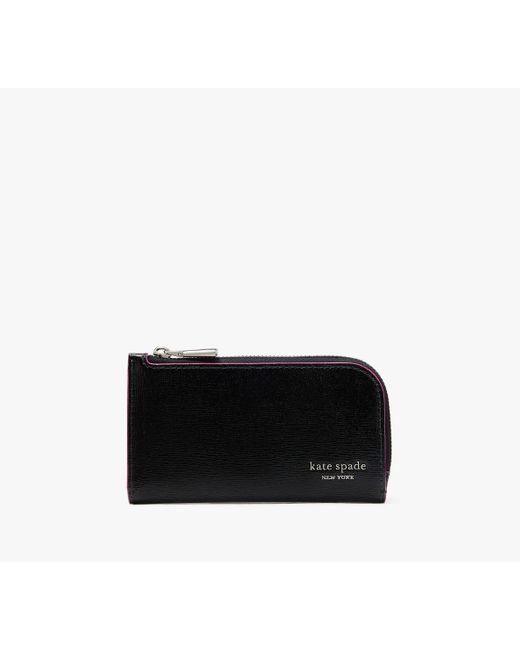 Kate Spade Black Devin Glitter Edge Small Slim Bifold Wallet