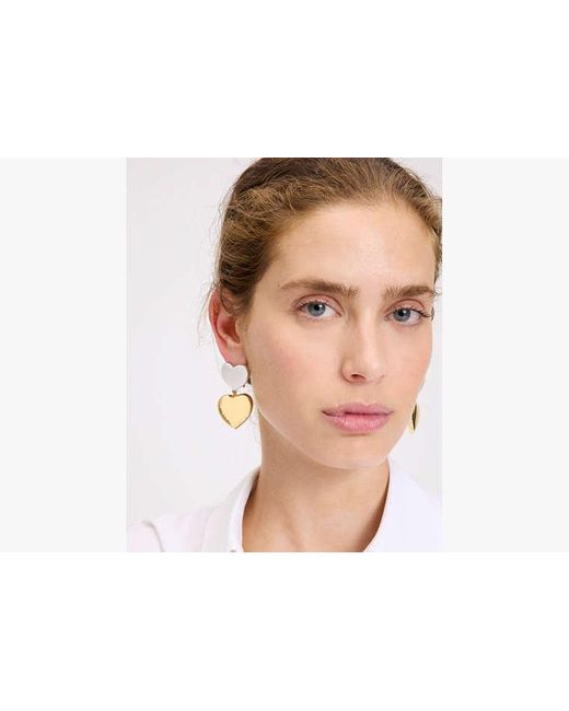 Kate Spade White Heart You Double Drop Earrings