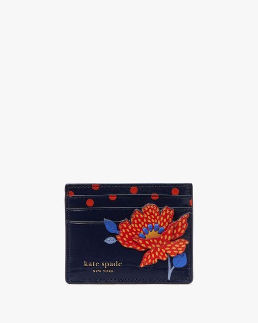 Kate Spade White Dotty Bloom Flower Applique Leather Card Holder