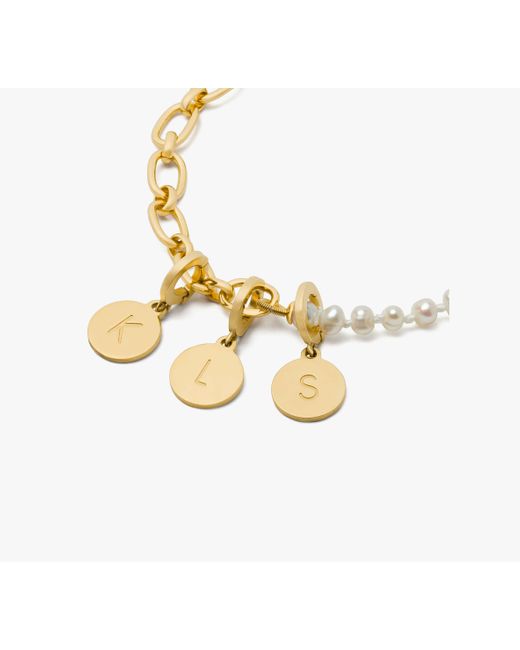 Kate Spade Metallic One In A Million Chain & Pearl Line Bracelet