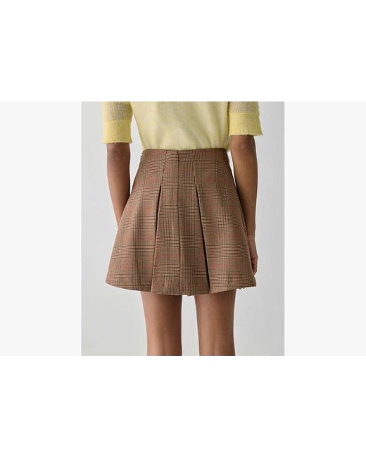 Kate Spade Brown Plaid Box Pleat Mini Skirt