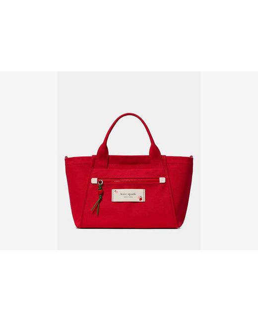 Kate Spade Red Dash Strawberry Canvas Tote Bag