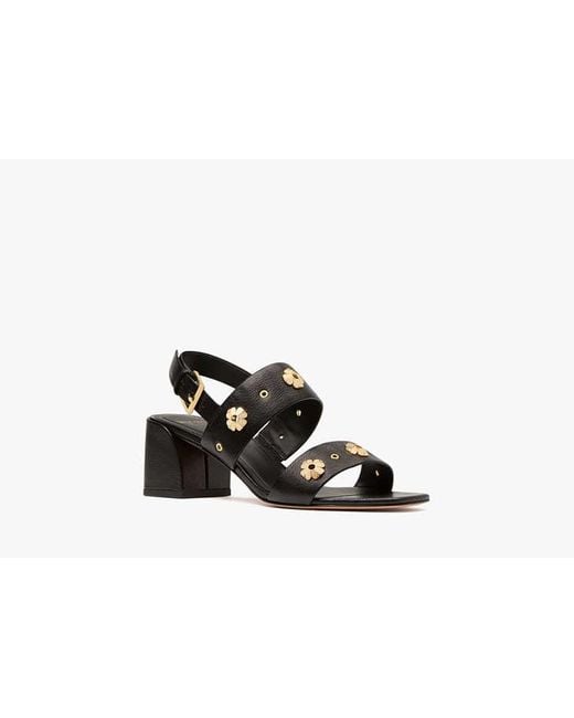 Kate Spade Black Flower Stud Block Heels