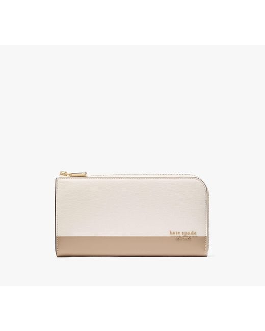 Kate Spade White Devin Colorblocked Zip Around Continental Wallet