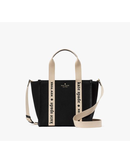 Kate Spade Black Kip Tote Bag Aus Canvas, Klein