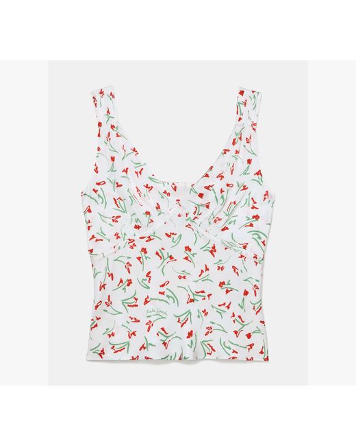 Kate Spade White Vibrant Buds Slip Tank