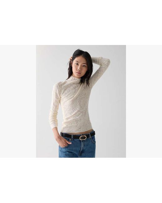 Kate Spade White Lace Knit Turtleneck Top