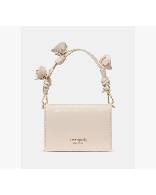 Kate Spade White Natasha Patent Rose Strap Mini Bag