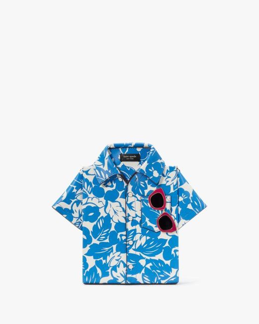 Kate Spade Blue Playa Printed 3d Shirt Crossbody