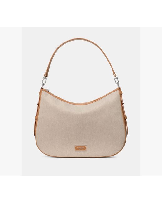 Kate Spade Natural Kate Spade Liv Canvas Large Hobo Bag
