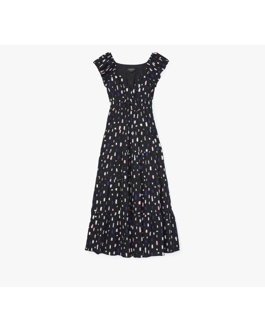 Kate Spade Black Painterly Strokes Flutter Sleeve Dress