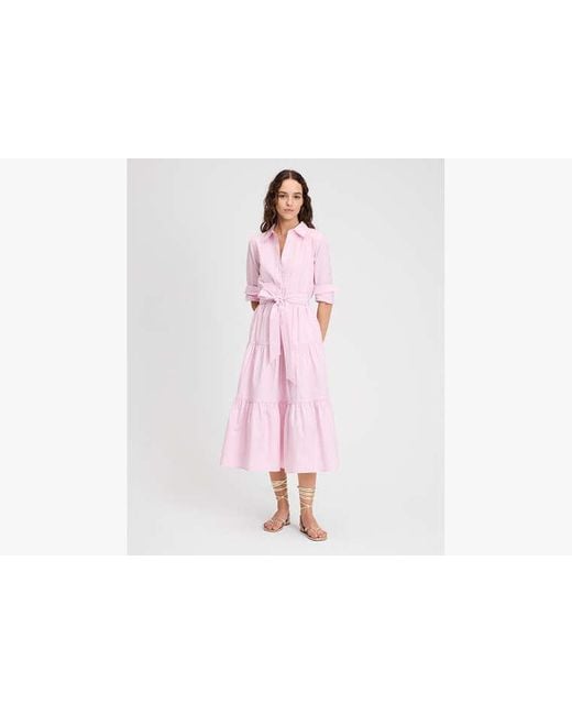 Kate Spade Pink Pintuck Tiered Shirt Dress
