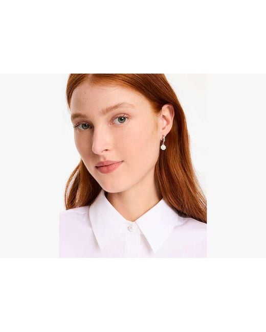 Kate Spade White Heritage Bloom Huggie Drop Earrings