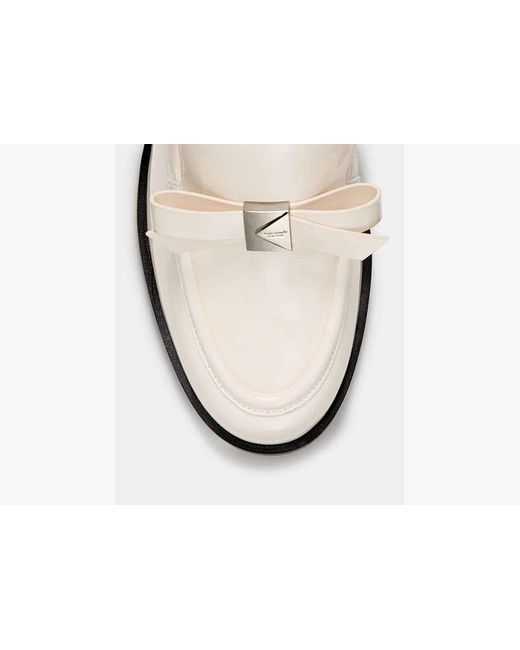 Kate Spade White Deco Bow Heeled Loafer