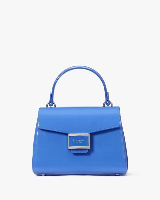 Kate Spade Blue Katy Patent Leather Small Top-handle Bag