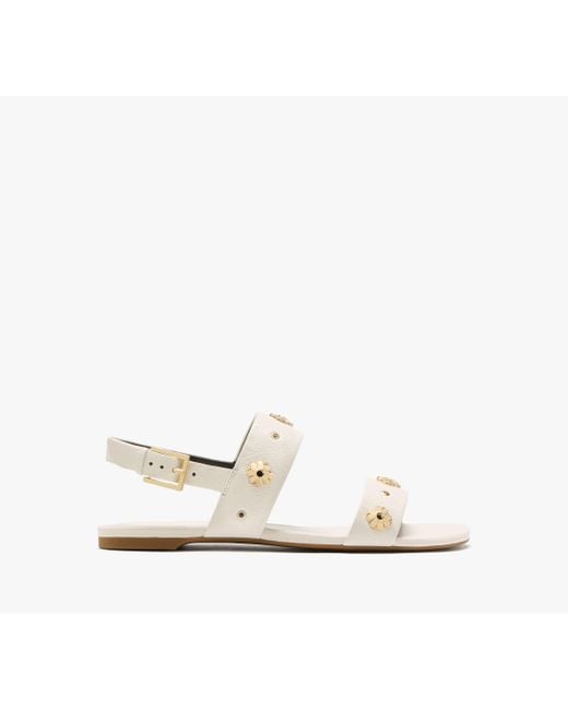 Kate Spade White Spade Flower Stud Flat Sandals