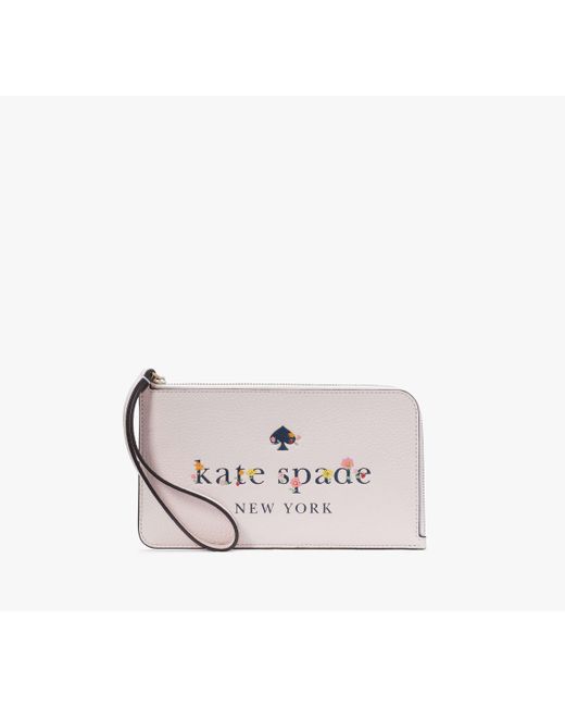 Kate Spade White Lucy Handgelenktasche mit L-Reißverschluss