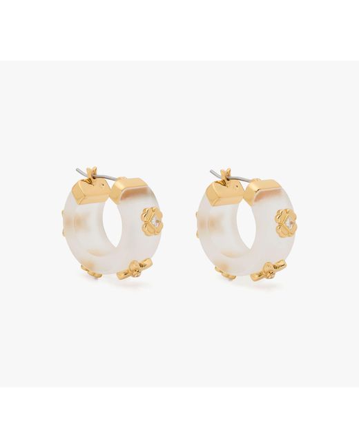 Kate Spade White Heritage Bloom Small Hoops