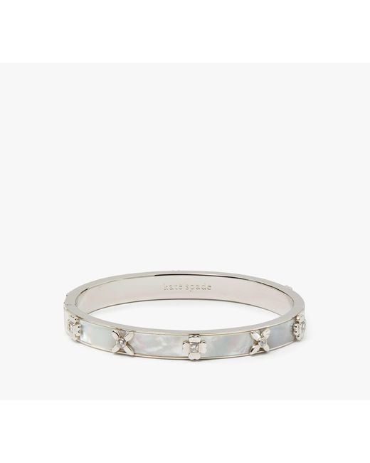 Kate Spade White Heritage Bloom Hinged Bangle