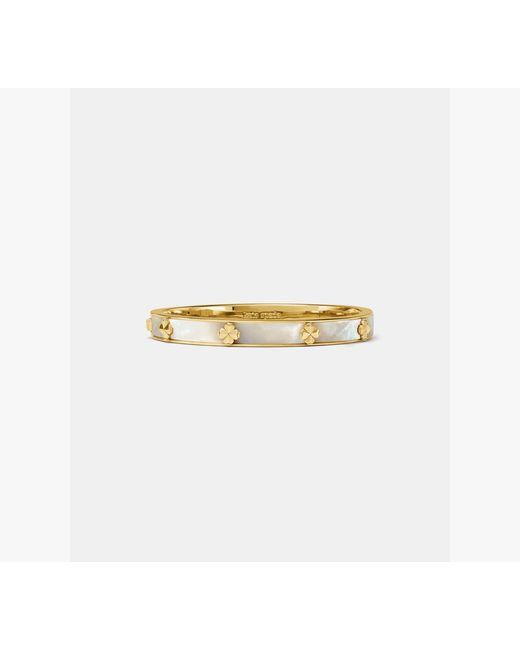 Kate Spade White Spade Flower Hinged Bangle