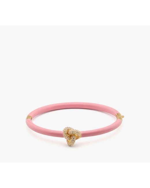Kate Spade Pink Double Knot Pave Hinged Bangle
